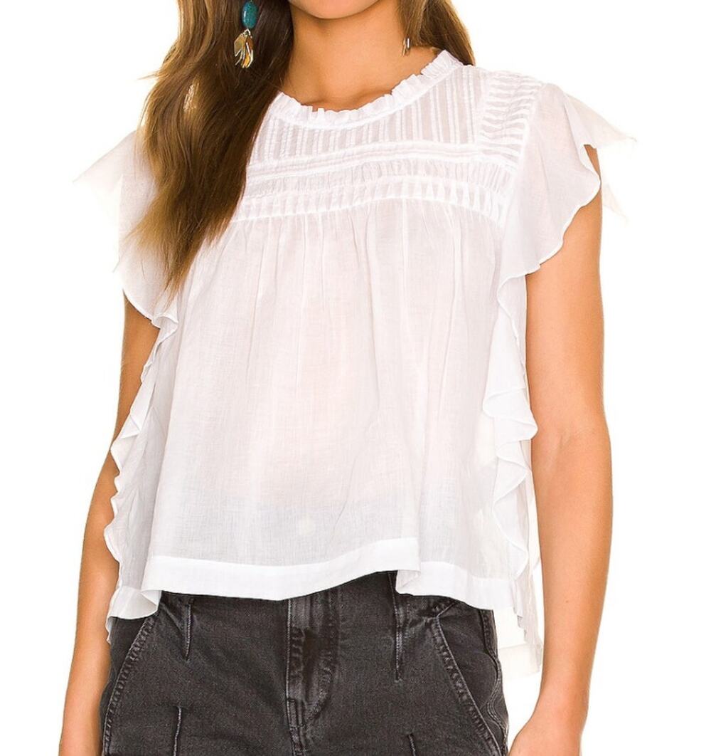 Isabel Marant Etoile White Layona Top Ruffle (38)
